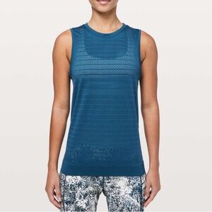 Lululemon Breeze by Muscle Tank 2 II Carbon Blue Teal Sleeveless Mesh Top